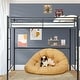 preview thumbnail 4 of 7, Gymax Twin Metal Loft Bed Frame w/ 2 Ladders Full-length Guardrail