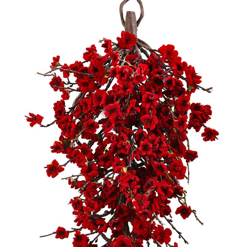 Plum Blossom Teardrop Spring Artificial Swag, 28-Inch, Unlit