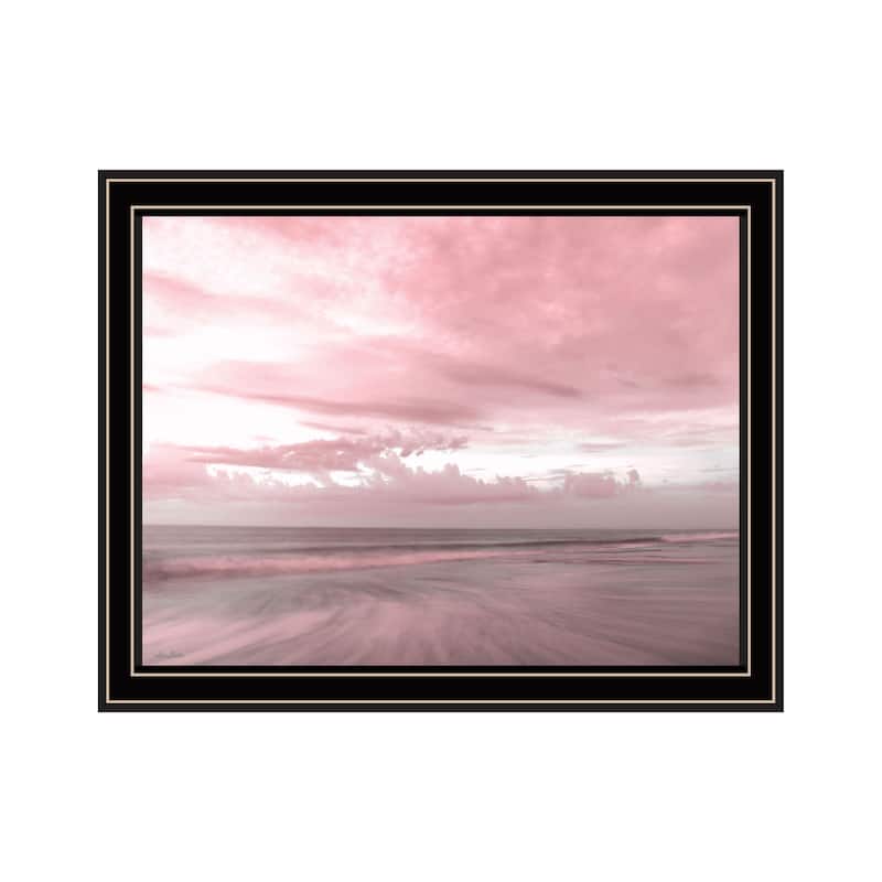 TrendyDecor4U Coastal "Pink Beach Emotions" Framed Print Wall Art - Multi