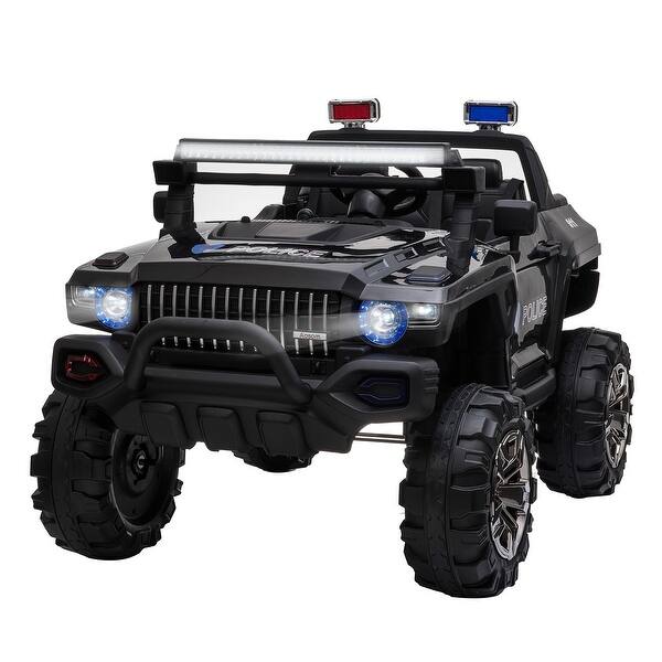 slide 2 of 7, 12V Battery-Powered Big SUV Ride-On Car Truck with Remote Control, Suspension, Siren, and Music for Kids Gifts Black