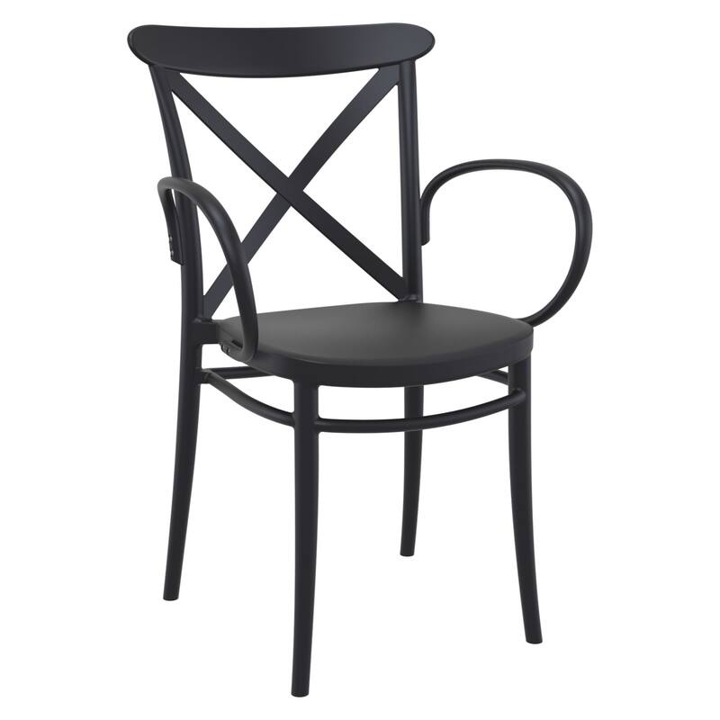 34.25" Black Cross Stackable Patio XL Dining Armchair