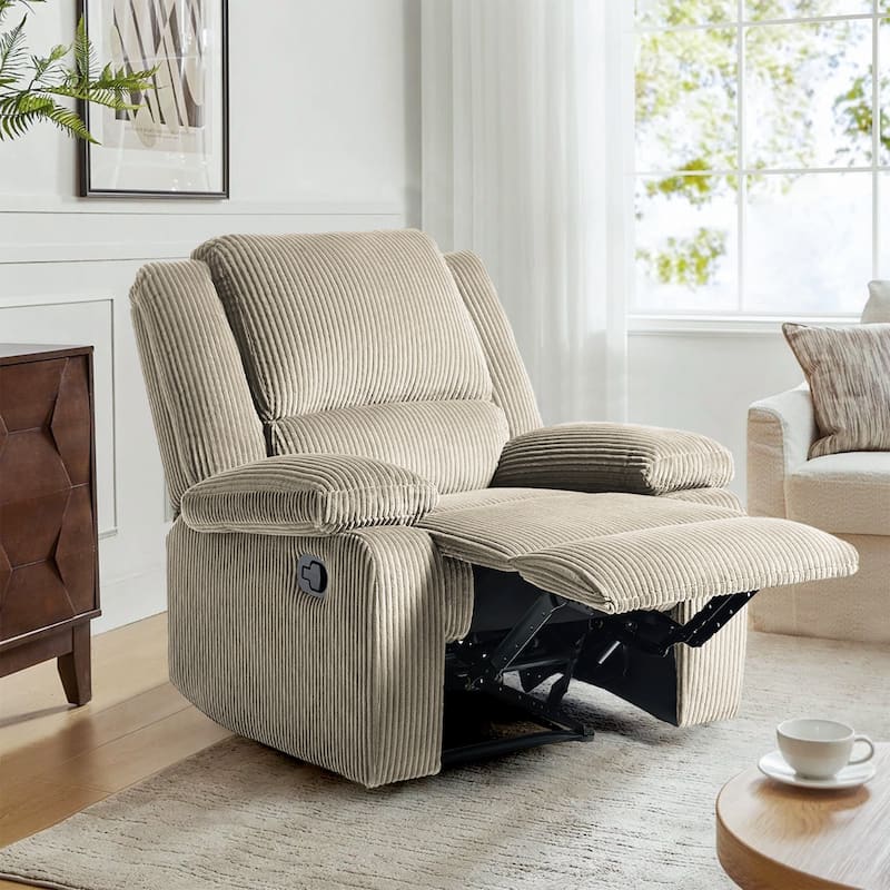 Corduroy Manual Recliner Glider Club Chair with Footrest