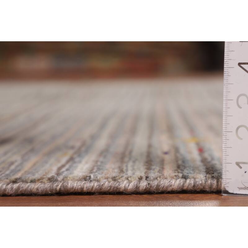 Earth Tone Gabbeh Indian Square Area Rug Hand-Knotted Wool Carpet - 8'2" X 7'11"