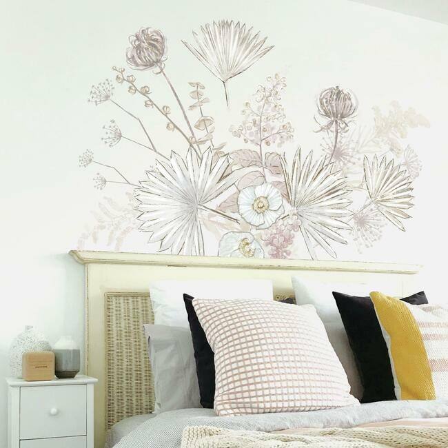 RoomMates Desert Sun Palm Leaf And Floral P&S Giant Wall Decals Bed
