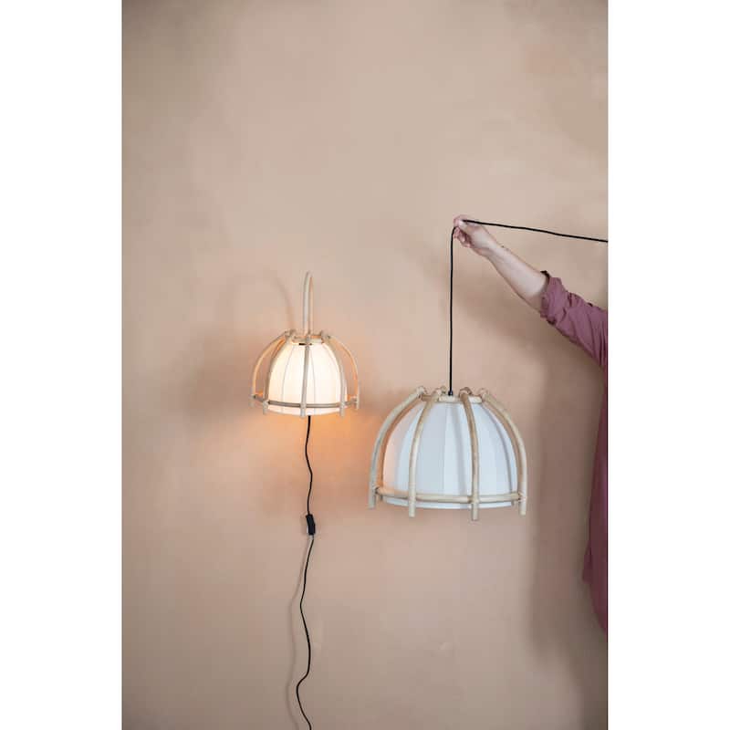 Rattan and Cotton Pendant Lamp