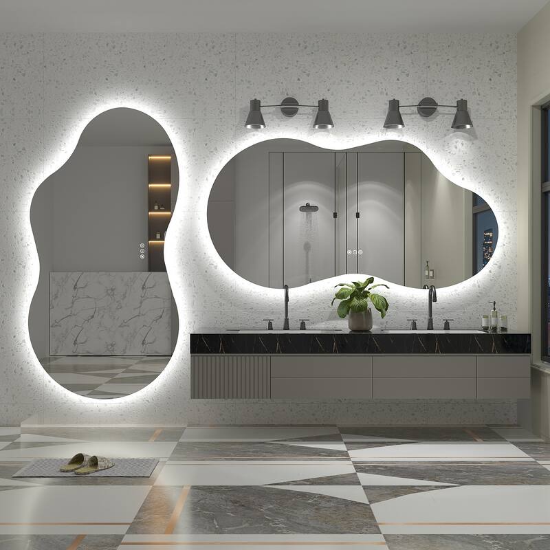 UL Certified Irregular LED Anti-fog Cloud-shaped Wall Bathroom Vanity Mirror
