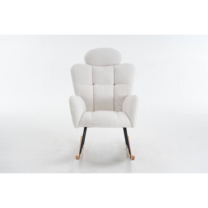 Ivory Accent Armchair Padded Chair Rocking Chair, Comfortable Office Chair Leisure Chair Lounge Chair