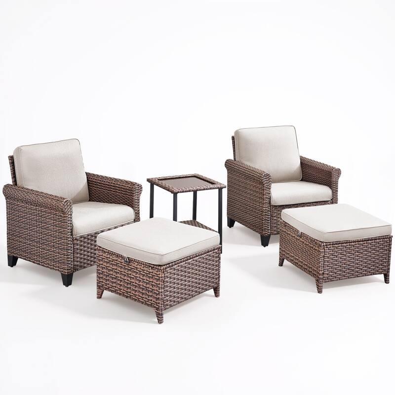 Pocassy Outdoor Sofa Swivel Chairs Patio Chair Funiture Set