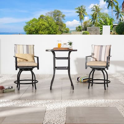 Patio Festival 3-Piece Outdoor Bistro Set with Cushions