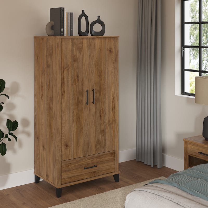 Somerset Large Armoire Cabinet by Bush Furniture - Fresh Walnut