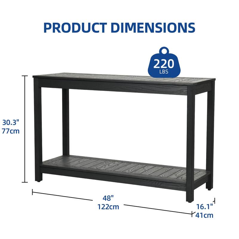 Moasis Outdoor Console Table with Storage Shelves - 48"x16.1"x30.3" - Black