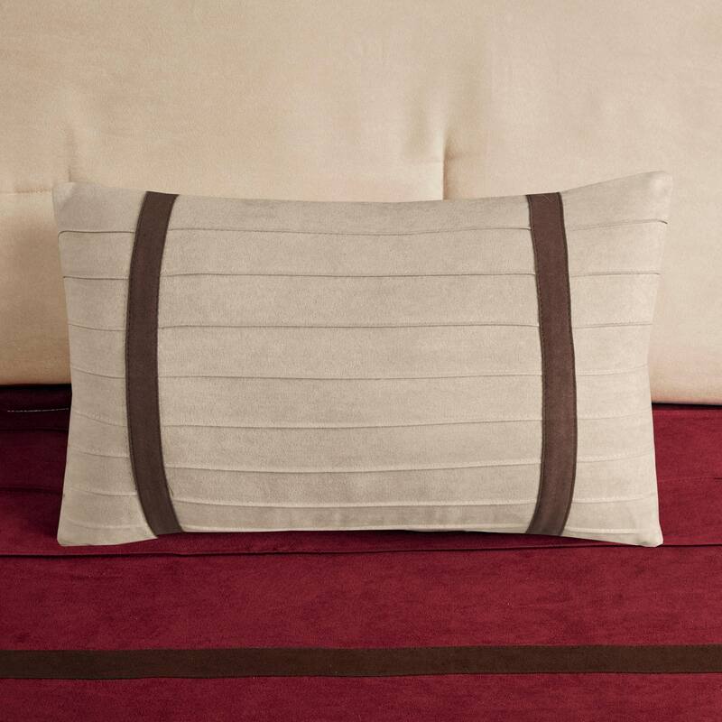 7 PC Pieced Faux Suede Comforter Set Red Cal King