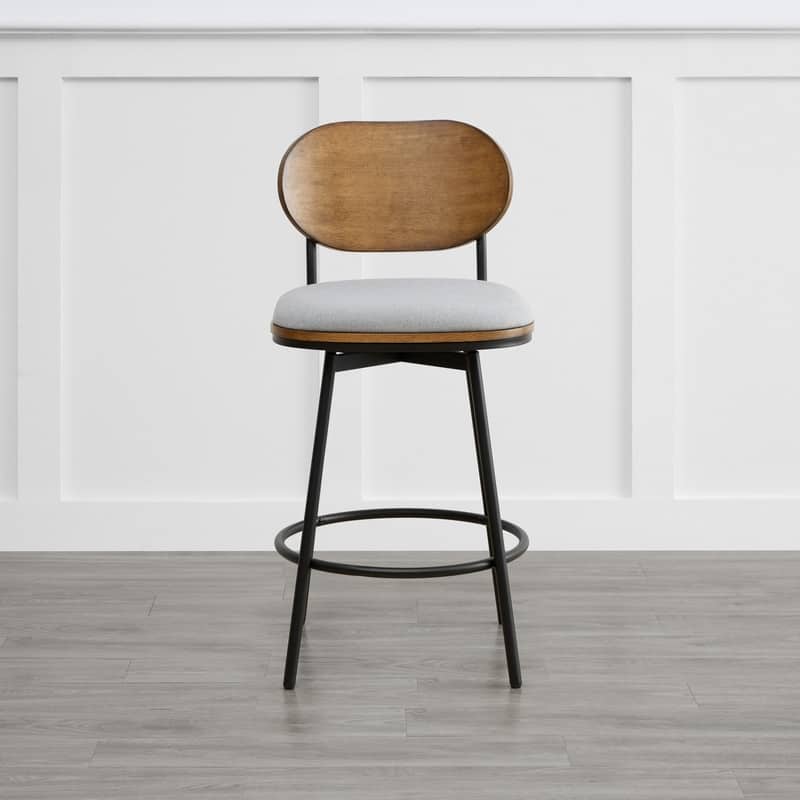 Spruce & Spring Megan Swivel Counter Bar Stool with Metal Legs