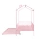 preview thumbnail 34 of 32, Contemporary Mordern Design Twin Size House Platform Bed,Solid Metal Bed with Trundle,Semi-Enclosed Fence