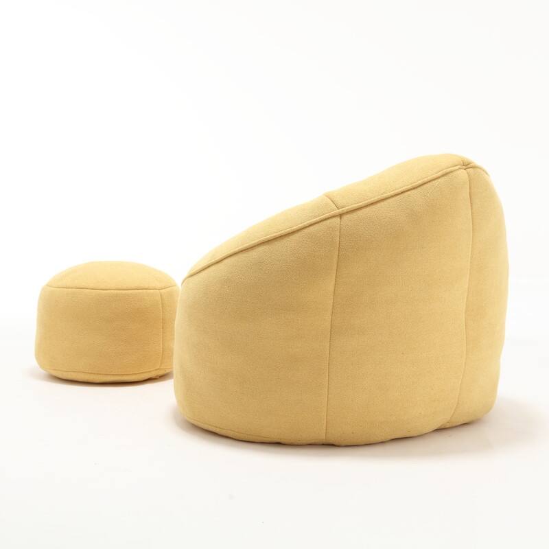 Compressed Foam Bean Bag Chair with Footrest - Plush Lounger for Modern Living Spaces