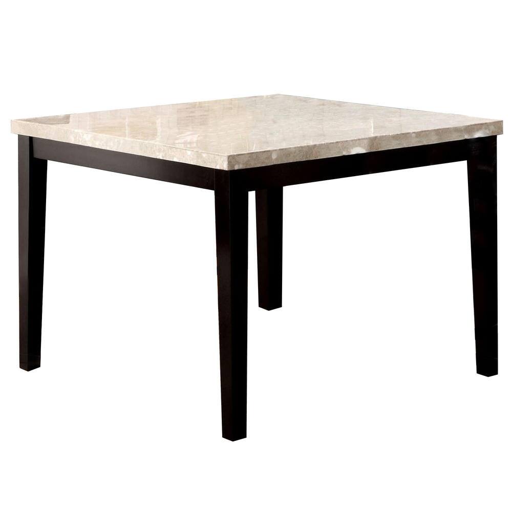48" Counter Height Dining Table with Ivory Marble Top in Espresso Finish