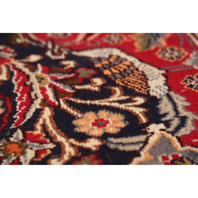 Hand Knotted Oriental 100% Wool Carpet Traditional Floral Navy Blue & Blues Kashmar Area Rug - 12' 1'' X 9' 5''