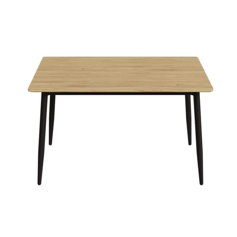 Modern Minimalist Dining Table with Black Metal Legs - Seats 6