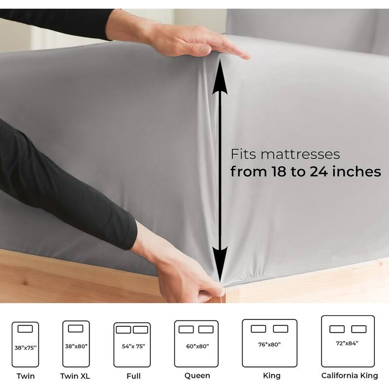 CGK Linens 4 Piece Solid Microfiber Extra Deep Pocket Bed Sheet Set