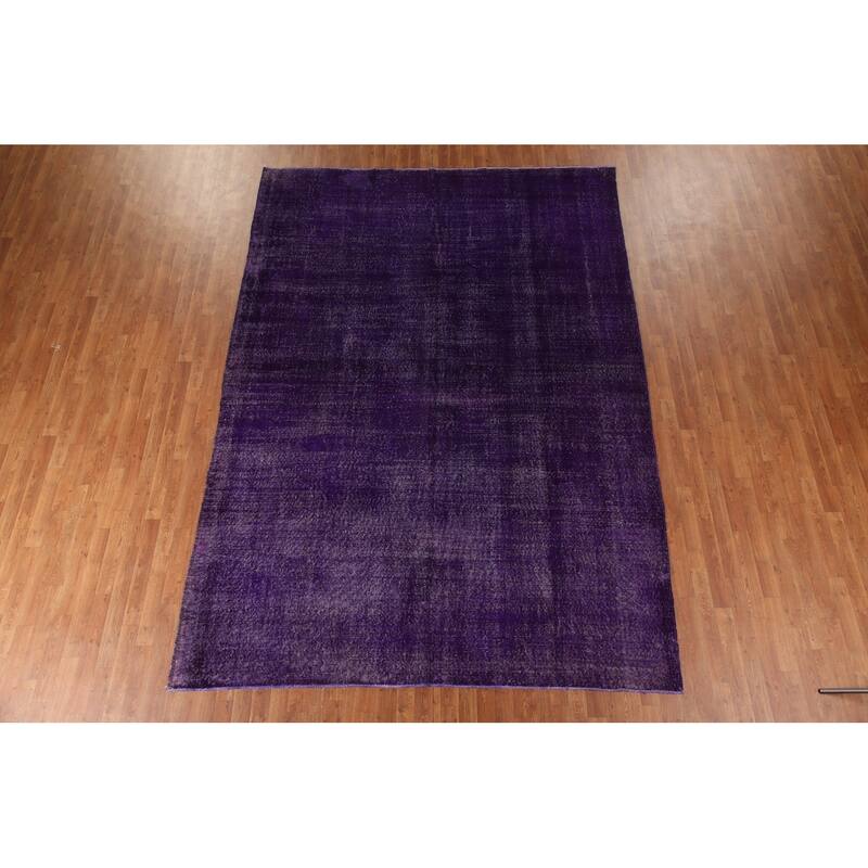 Purple Anatolian Turkish Vintage Area Rug Handmade Wool Carpet - 8'0" x 11'5"