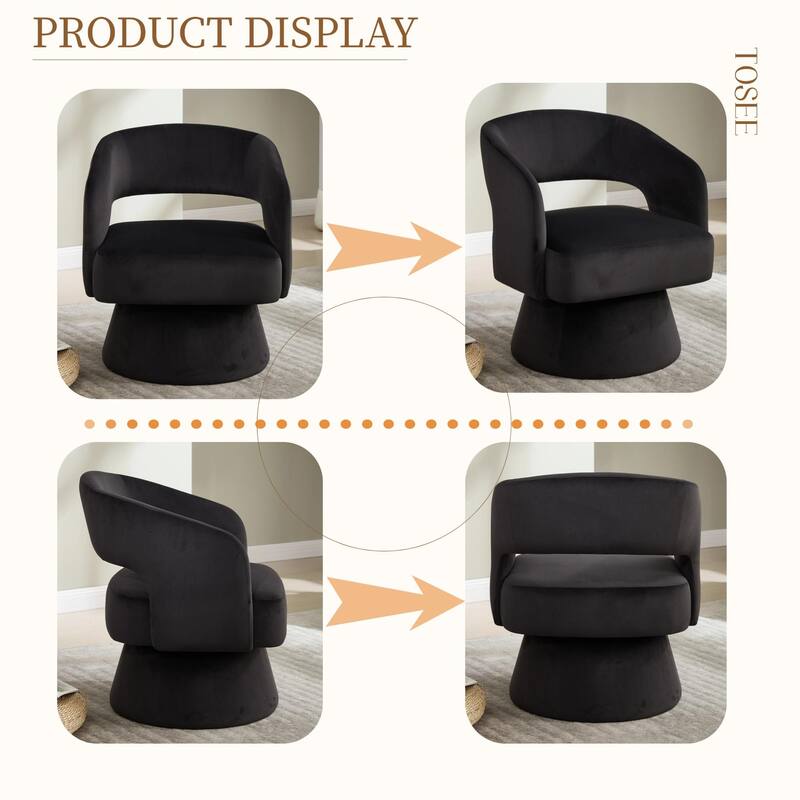 Swivel Barrel Chair, Velvet Accent Armchair 360 Degree Swivel Club Chair for Living Room Bedroom Reception Room