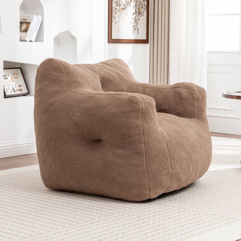 Teddy Fabric Bean Bag Chair, High Density Foam Bean Bag Sofa, Comfy Fluffy Lazy Sofa Chair Living Room, Bedroom