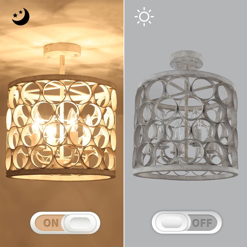 4 - Light Metal Ring - Shaped Semi - Flush Mount Ceiling Light