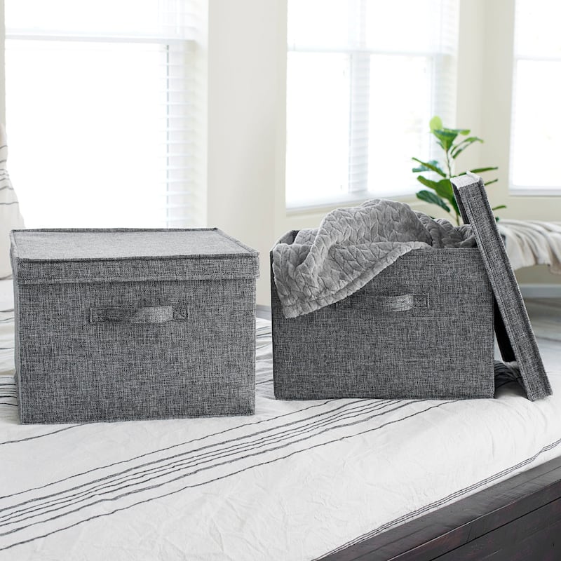 Household Essentials Square KD Storage Box with Lid, Set of 2