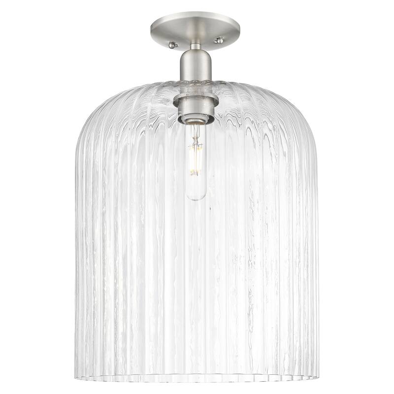 Innovations Lighting Downtown Urban - Bridal Veil - 1 Light 12" Semi-Flush Mount Light - Clear Shade/Brushed Satin Nickel