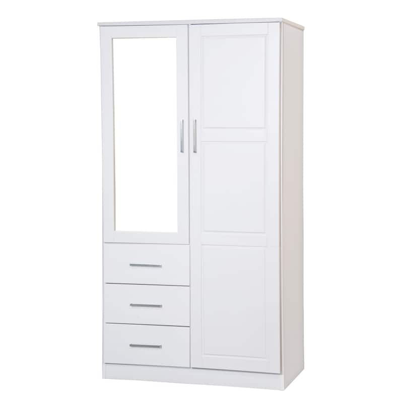 Palace Imports 100% Solid Wood Metro Wardrobe Armoire with Solid Wood or Mirrored Doors - White