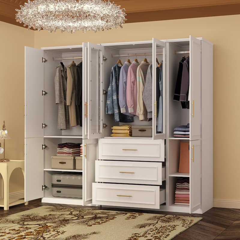 74.8"H Modular Armoire&Wardrobe Storage Closet Cabinet Organizer White