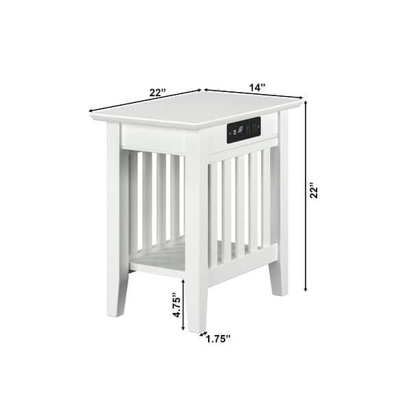 dimension image slide 3 of 4, AFI Mission Chair Side Table with Charging Station