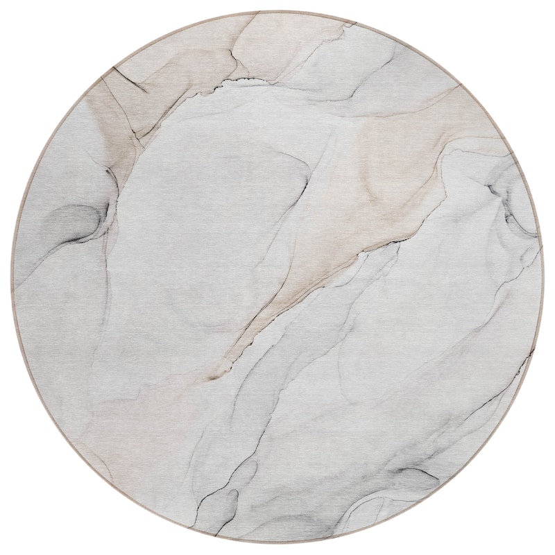 Machine Washable Indoor/ Outdoor Abstract Watercolor Chantille Rug