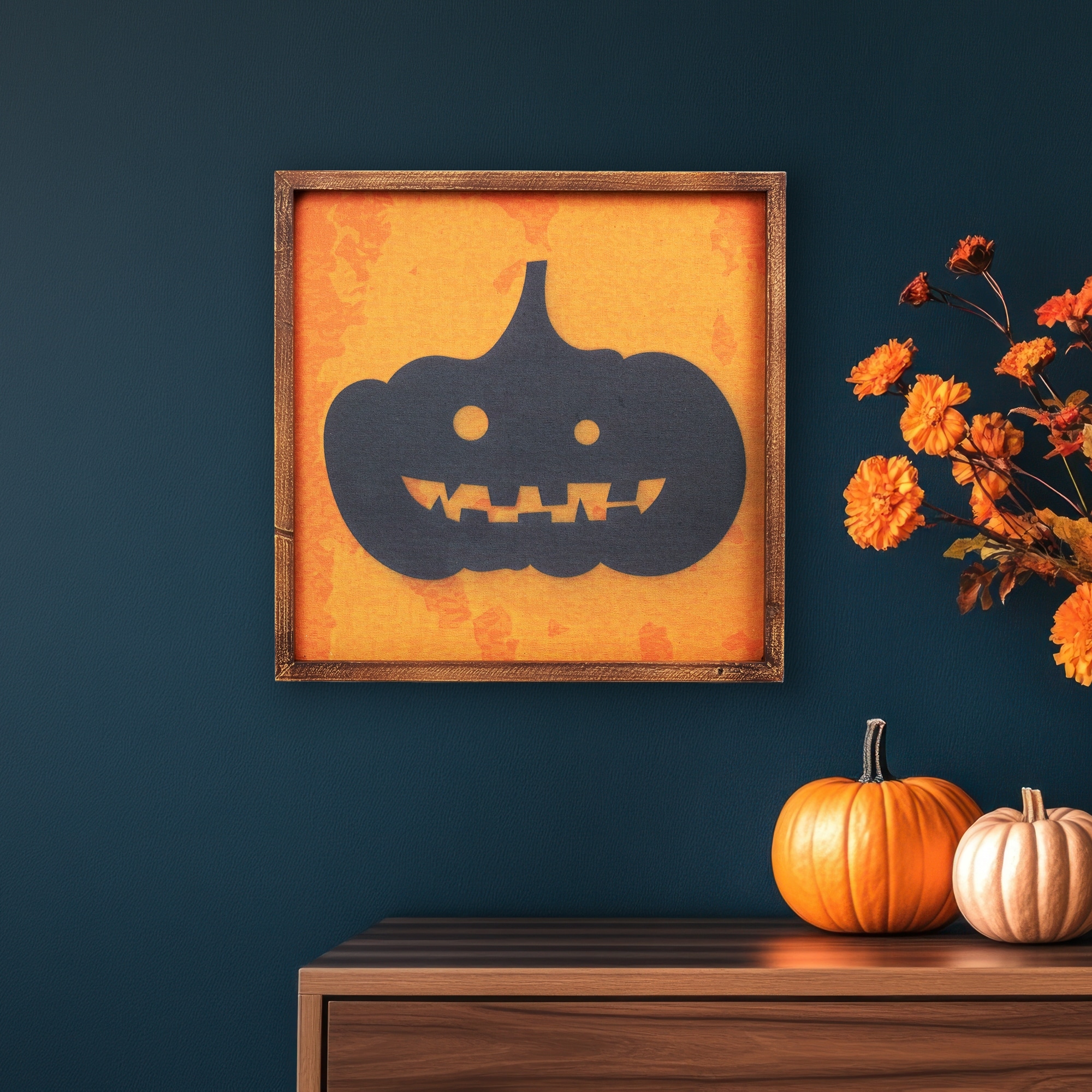 Jack O Lantern Silhouette Halloween Wall Hanging - 15.75"