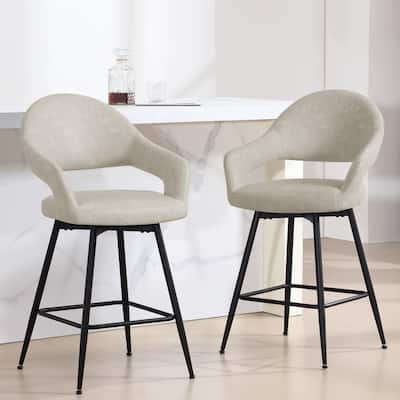 26" Velvet/ Faux Leather Counter Height Swivel Bar Stools Set of 2/4 - 39.2"H x 20.4"W X 22"D