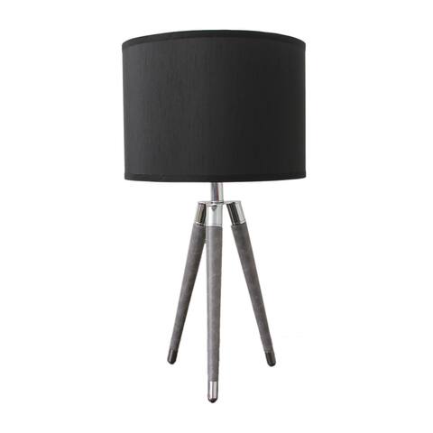 26.75" Modern Gray Marbled Faux Leather Tripod Table Lamp