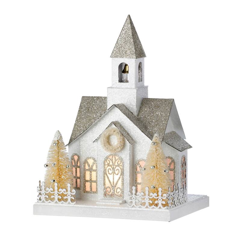 11" LED Cardboard Vintage Snowy House