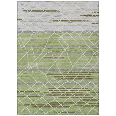 Machine Washable Indoor/ Outdoor Modern Global Chantille Rug