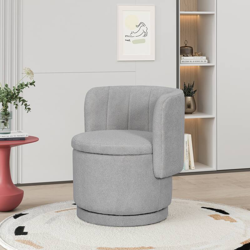 Boucle Fabric Swivel Accent Chair wStorage Space,for Living Room,Gray - Gray