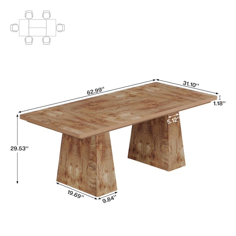 63 Inches Modern Rectangular Dining Table for 4-6
