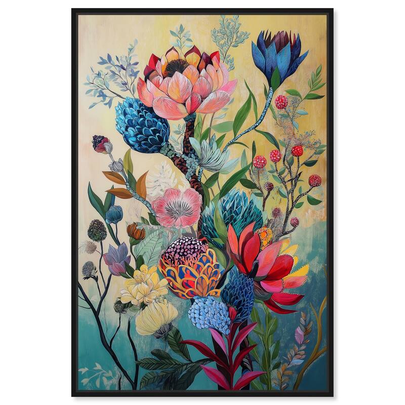 Exotic Bloom Medley I Canvas by Art Remedy - 36" x 54" - Black