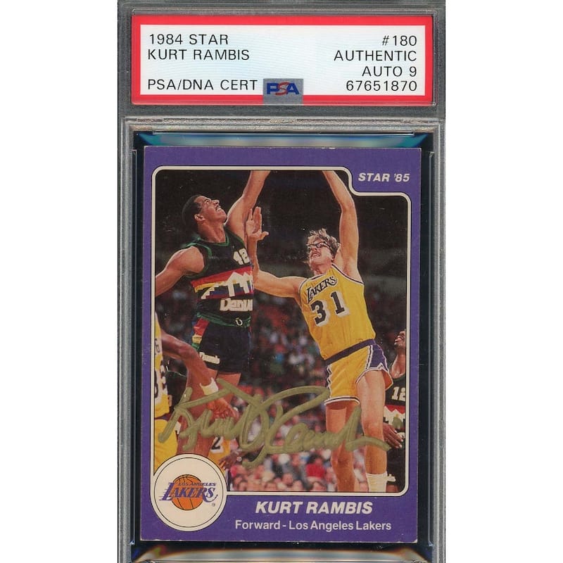 Kurt Rambis 1984 Star Basketball Rookie Card RC #180 Auto Graded PSA 9 - 8'6" x 11'6"