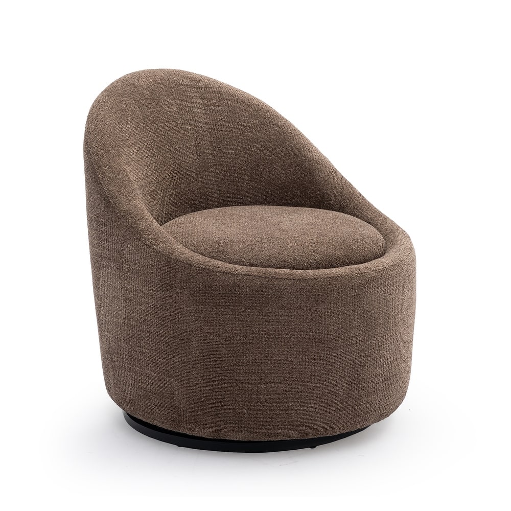 Modern Barrel Swivel Accent Chair - 360° Rotation & Hidden Storage Ottoman, Compact for Small Spaces