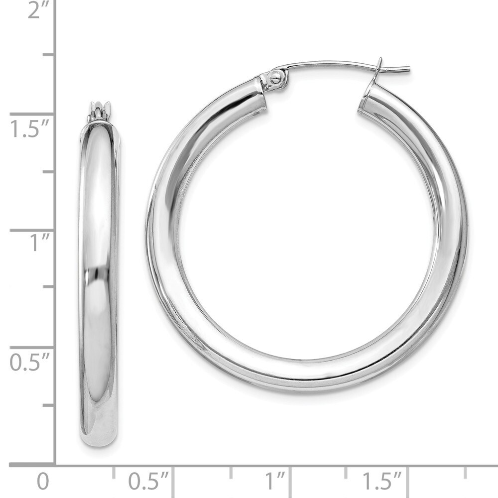 Sterling Silver Rhodium-plated 4mm Round Hoop Earrings Sterling Silver Rhodium-plated 4mm Round Hoop Earrings