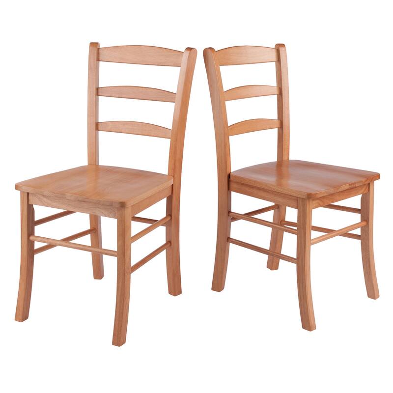 3-Pc Dining Table with Ladder-back Chairs, Light Oak