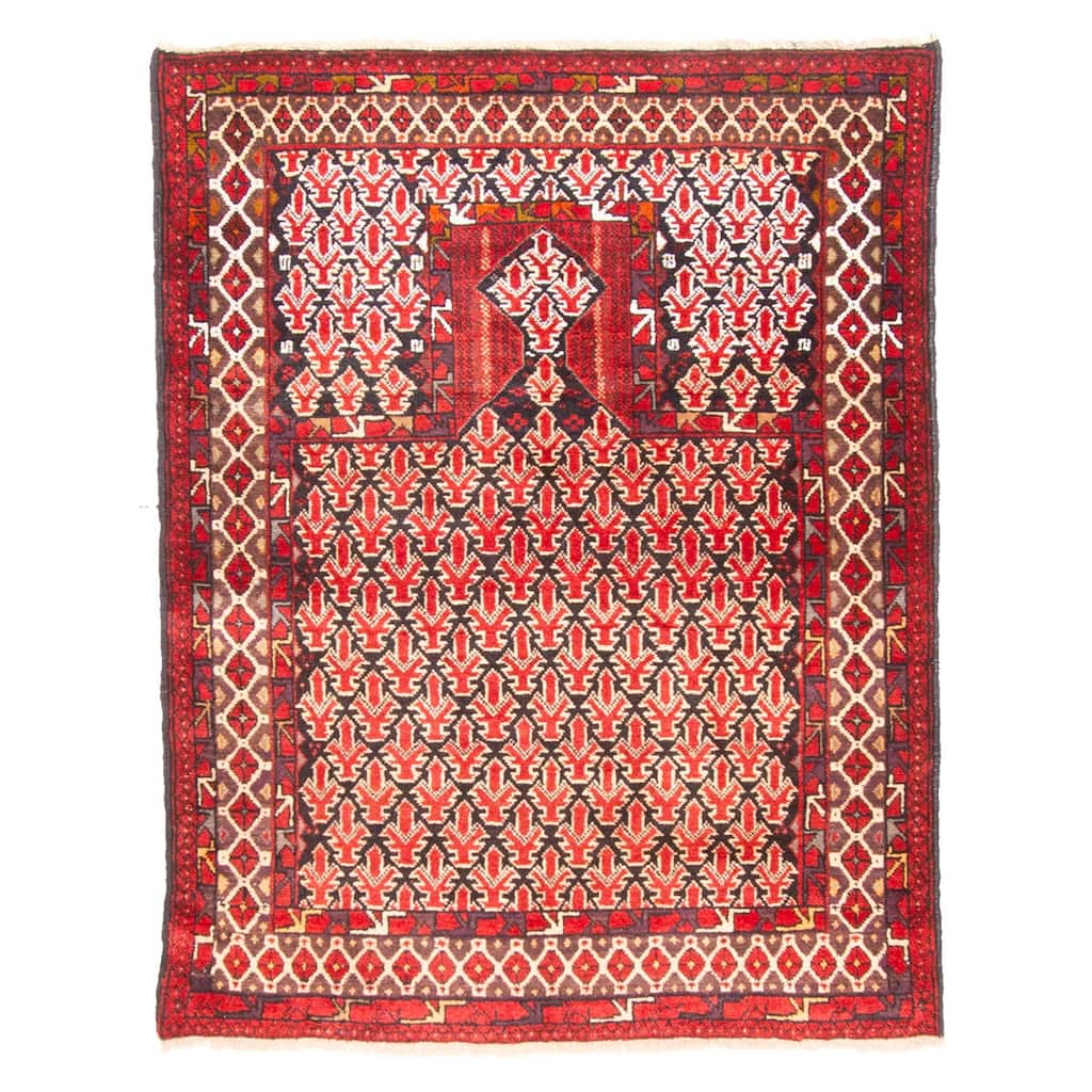 ECARPETGALLERY Hand-knotted Teimani Red Wool Rug - 3'3 x 4'0