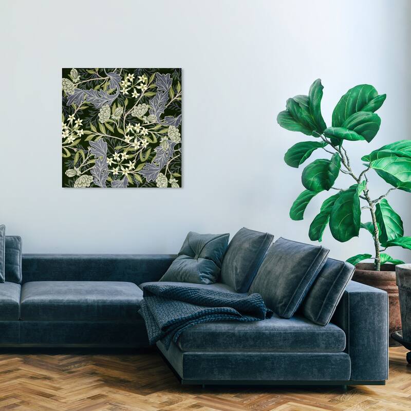Wynwood Studio Canvas Floral and Botanical Jade Florals Blue and Traditional Wall Art Canvas Print - 30 x 30