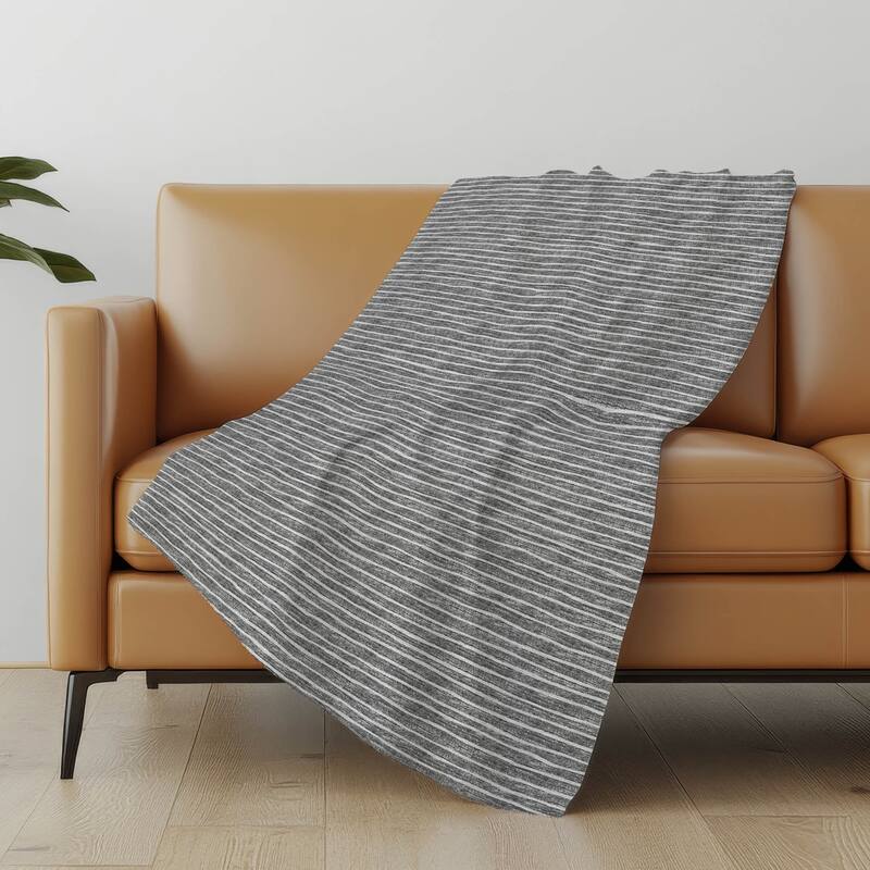 Premium Machine Washable ASB138 Subtle Stripe Sherpa Throw Blanket - Gray - 4'2" x 5'10"