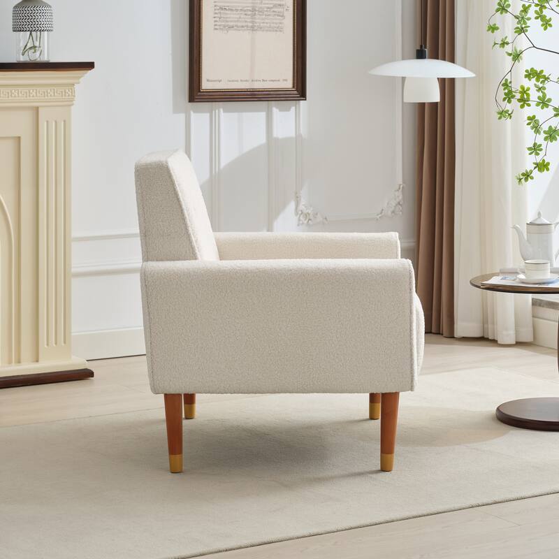 33.75" Classic Biscuit-Style Button Tufted Accent Chair with Elegant Solid Wood Legs