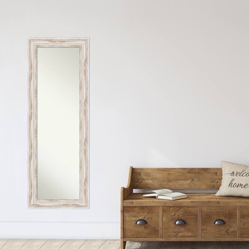 NonBeveled Wood Full Length On The Door Mirror Alexandria Whitewash